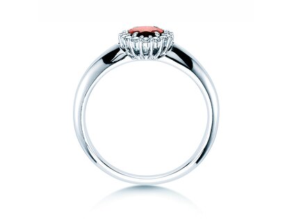 Anello di Fidanzamento Windsor in platino 950/- con rubino 0,60ct e diamanti 0,12ct
