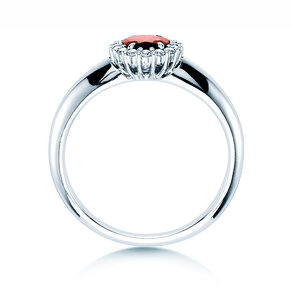 Anello di Fidanzamento Windsor in platino 950/- con rubino 0,60ct e diamanti 0,12ct