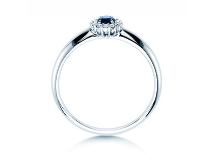 Anello di Fidanzamento Jolie in 9K oro bianco con zaffiro 0,25ct e diamanti 0,06ct