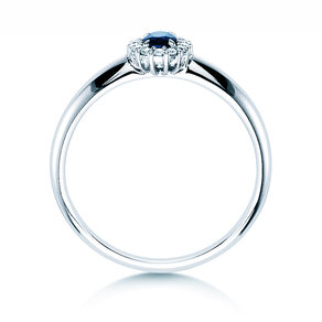 Anello di Fidanzamento Jolie in 9K oro bianco con zaffiro 0,25ct e diamanti 0,06ct