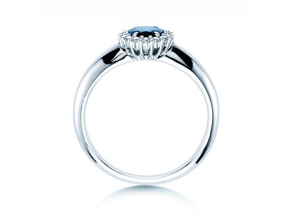 Anello di Fidanzamento Windsor in 14K oro bianco con zaffiro 0,60ct e diamanti 0,12ct