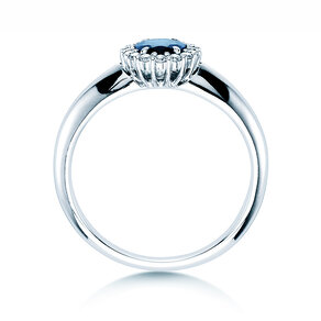 Anello di Fidanzamento Windsor in 14K oro bianco con zaffiro 0,60ct e diamanti 0,12ct