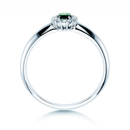 Anello di Fidanzamento Jolie in platino 950/- con smeraldo 0,25ct e diamanti 0,06ct