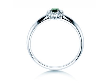 Anello di Fidanzamento Jolie in 9K oro bianco con smeraldo 0,25ct e diamanti 0,06ct