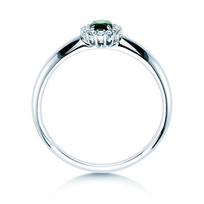 Anello di Fidanzamento Jolie in 9K oro bianco con smeraldo 0,25ct e diamanti 0,06ct