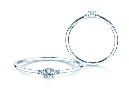 Anello di Fidanzamento  in 9K oro bianco con diamanti 0,10ct G/SI