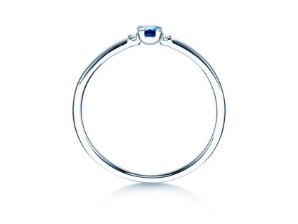 Anello di Fidanzamento  in 9K oro bianco con zaffiro 0,08ct e diamanti 0,02ct