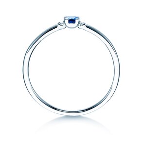 Anello di Fidanzamento  in 9K oro bianco con zaffiro 0,08ct e diamanti 0,02ct