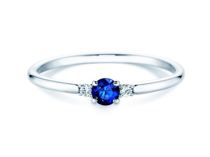Anello di Fidanzamento Vivid Petite in 14K oro bianco con zaffiro 0,16ct e diamanti 0,04ct