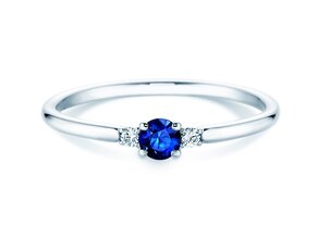 Anello di Fidanzamento Vivid Petite in 14K oro bianco con zaffiro 0,16ct e diamanti 0,04ct