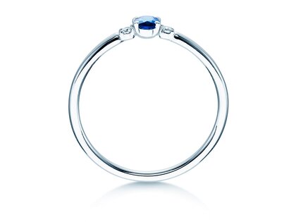 Anello di Fidanzamento Vivid Petite in 14K oro bianco con zaffiro 0,16ct e diamanti 0,04ct
