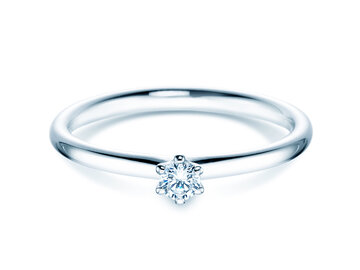 Anello di Fidanzamento Classic 6 in 18K oro bianco con diamante 0,10ct