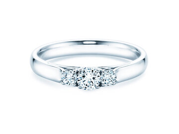 Anello di Fidanzamento 3 Stones in 14K oro bianco con diamanti 0,11ct
