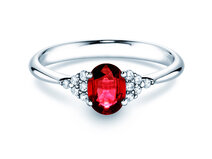 Anello di Fidanzamento Glory in 14K oro bianco con rubino 1,00ct e diamanti 0,12ct