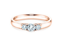 Anello di Fidanzamento 3 Stones in 18K oro rosa con diamanti 0,40ct G/SI