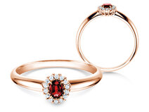Anello di Fidanzamento Jolie in 14K oro rosa con rubino 0,25ct e diamanti 0,06ct