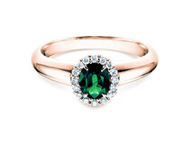 Anello di Fidanzamento Windsor in 14K oro rosa con smeraldo 0,60ct e diamanti 0,12ct