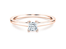 Anello di Fidanzamento Princess in 14K oro rosa con diamante 0,15ct G/SI