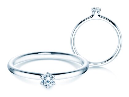 Anello di Fidanzamento Classic 6 in 9K oro bianco con diamante 0,10ct G/IF