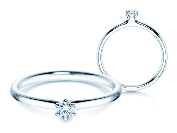 Anello di Fidanzamento Classic 6 in 9K oro bianco con diamante 0,10ct G/IF