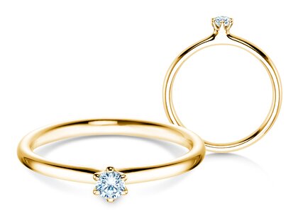 Anello di Fidanzamento Classic 6 in 18K oro giallo con diamante 0,10ct H/SI