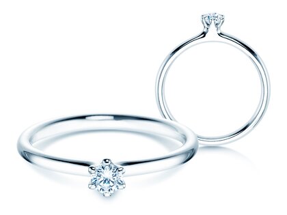 Anello di Fidanzamento Classic 6 in 9K oro bianco con diamante 0,15ct H/SI