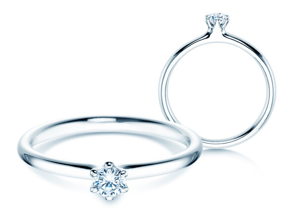 Anello di Fidanzamento Classic 6 in 9K oro bianco con diamante 0,15ct H/SI