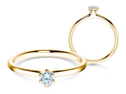 Anello di Fidanzamento Classic 6 in 14K oro giallo con diamante 0,15ct H/SI
