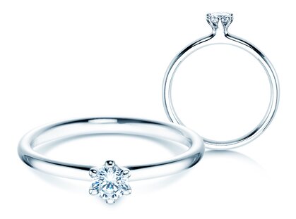 Anello di Fidanzamento Classic 6 in 18K oro bianco con diamante 0,20ct G/SI