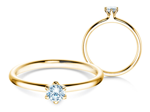 Anello di Fidanzamento Classic 6 in 9K oro giallo con diamante 0,20ct H/SI