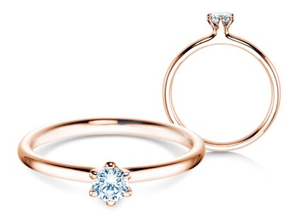 Anello di Fidanzamento Classic 6 in 18K oro rosa con diamante 0,20ct G/SI