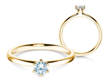 Anello di Fidanzamento Classic 6 in 18K oro giallo con diamante 0,25ct D/IF