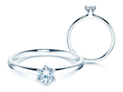 Anello di Fidanzamento Classic 6 in 18K oro bianco con diamante 0,30ct G/IF