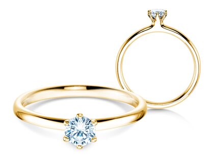 Anello di Fidanzamento Classic 6 in 14K oro giallo con diamante 0,30ct H/SI