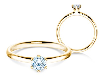 Anello di Fidanzamento Classic 6 in 14K oro giallo con diamante 0,30ct G/SI