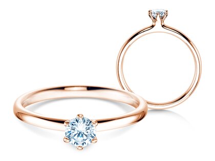Anello di Fidanzamento Classic 6 in 18K oro rosa con diamante 0,30ct H/SI