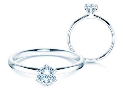 Anello di Fidanzamento Classic 6 in platino 950/- con diamante 0,40ct G/SI