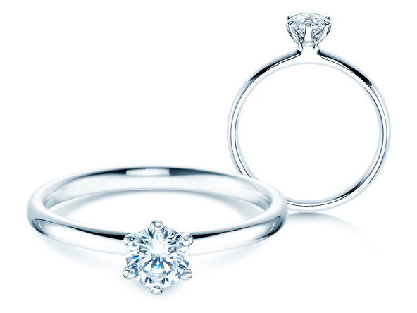 Anello di Fidanzamento Classic 6 in 14K oro bianco con diamante 0,40ct G/SI