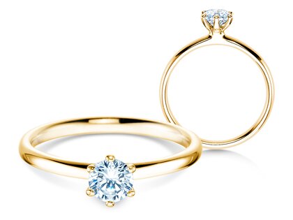 Anello di Fidanzamento Classic 6 in 14K oro giallo con diamante 0,40ct H/SI