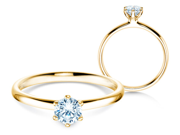 Anello di Fidanzamento Classic 6 in 14K oro giallo con diamante 0,40ct H/SI