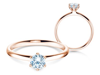 Anello di Fidanzamento Classic 6 in 18K oro rosa con diamante 0,40ct H/SI