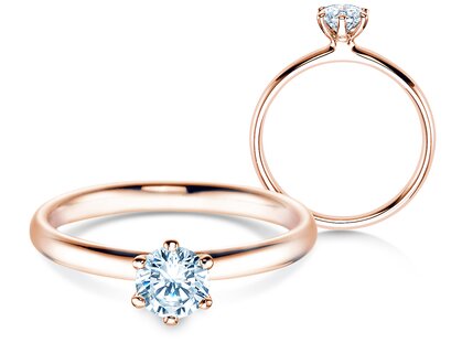 Anello di Fidanzamento Classic 6 in 9K oro rosa con diamante 0,50ct H/SI