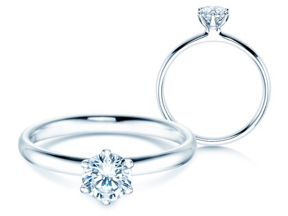 Anello di Fidanzamento Classic 6 in 18K oro bianco con diamante 0,60ct H/SI