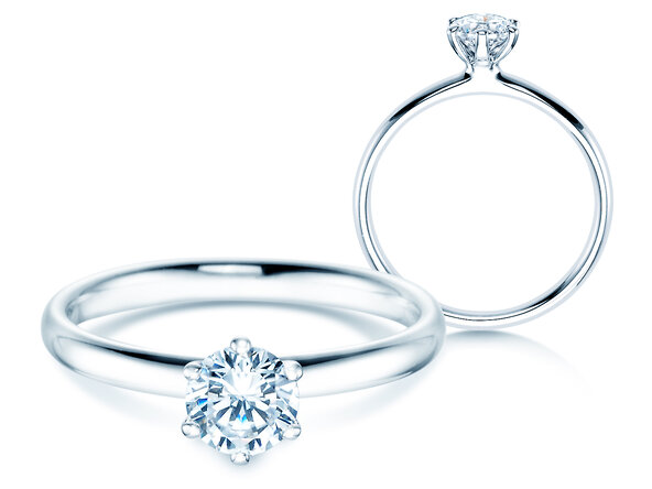 Anello di Fidanzamento Classic 6 in 18K oro bianco con diamante 0,60ct H/SI