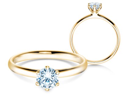 Anello di Fidanzamento Classic 6 in 14K oro giallo con diamante 0,60ct G/SI