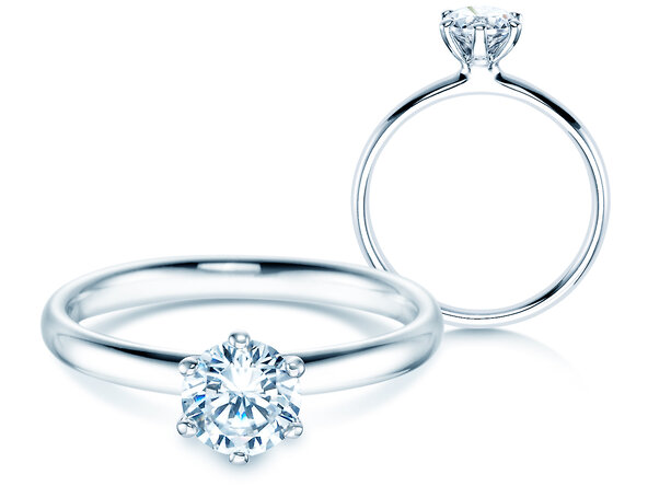 Anello di Fidanzamento Classic 6 in 14K oro bianco con diamante 0,75ct H/SI