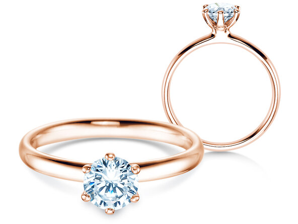Anello di Fidanzamento Classic 6 in 18K oro rosa con diamante 0,75ct H/SI