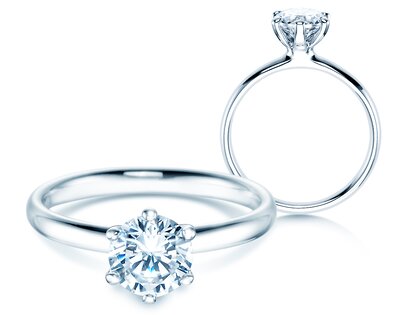 Anello di Fidanzamento Classic 6 in 18K oro bianco con diamante 1,00ct H/SI
