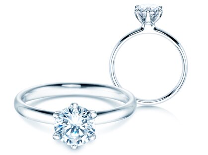 Anello di Fidanzamento Classic 6 in 9K oro bianco con diamante 1,00ct H/SI