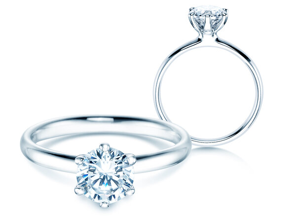 Anello di Fidanzamento Classic 6 in 18K oro bianco con diamante 1,00ct H/SI